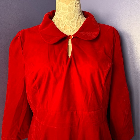 NWT Hearts & Roses London Red Velvet Tea Length Dress Size 16 US - Picture 12 of 14